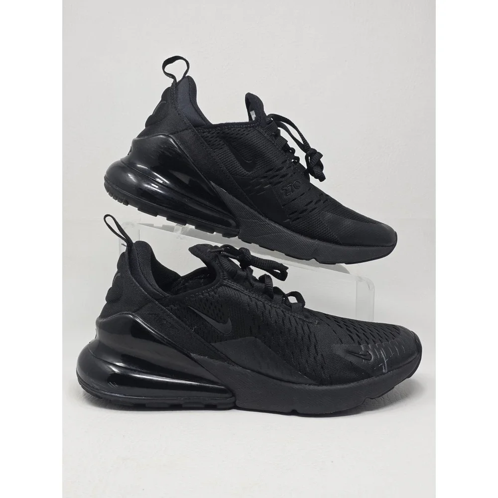 Nike Air Max 270 Kids Size 6.5Y Black Mesh Low Top Lace Up Sneakers BQ5776-001
